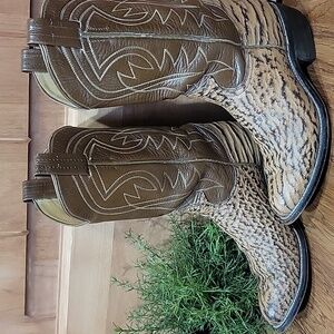 Vintage Tony Lama Wildebeast & Cape Buffalo Leather Cowgirl Boots 6